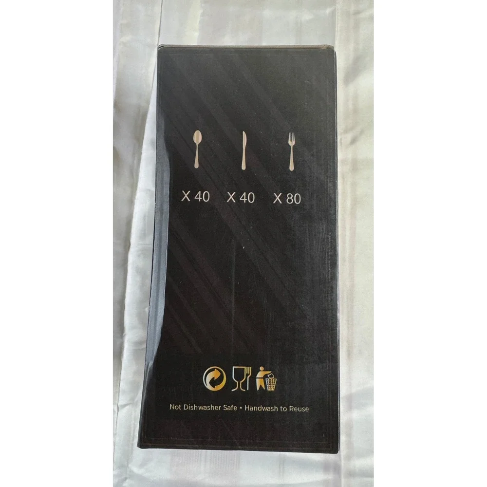 N9R 160pc Gold Plastic Cutlery Set Disposable Silverware Wedding Party C160G